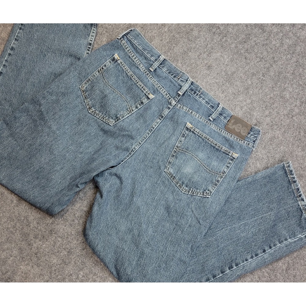 Lee Jeans Mens 40x32 Blue Denim 5 Pocket Regular Fit Straight Leg Weekend Dad